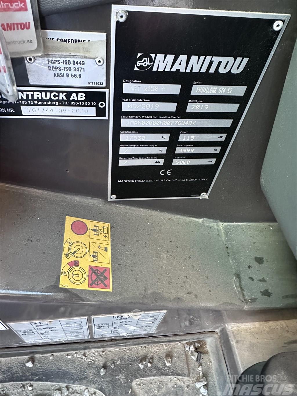 Manitou MRT 2150 Plus Privilege Telescopic handlers