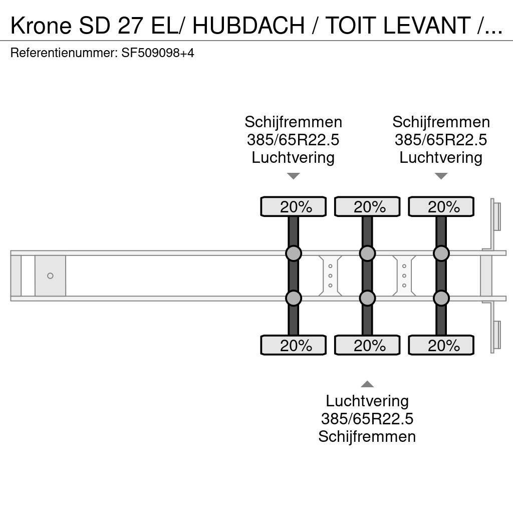 Krone SD 27 EL/ HUBDACH / TOIT LEVANT / HEFDAK / COIL / Curtainsider semi-trailers