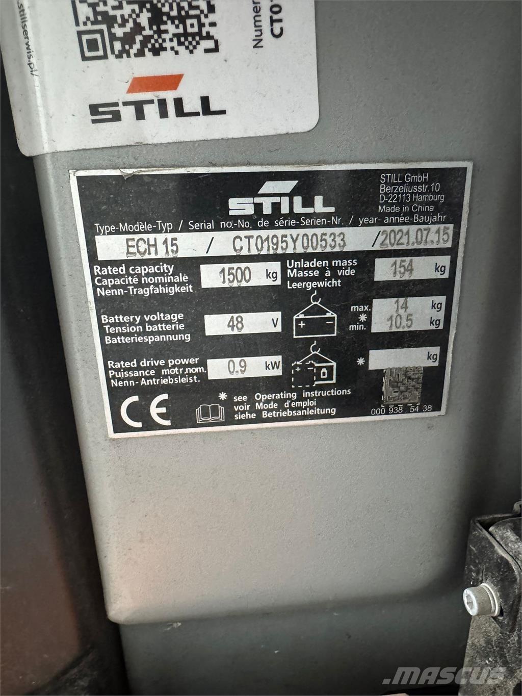 Still ECH 15 Ručne vedené vysokozdvižné vozíky