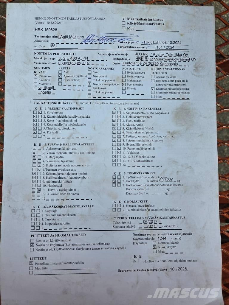 JLG E 400 AJPN Kĺbové plošiny