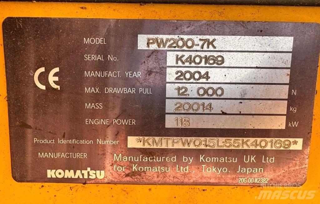 Komatsu PW 200-7K Kolesové rýpadlá