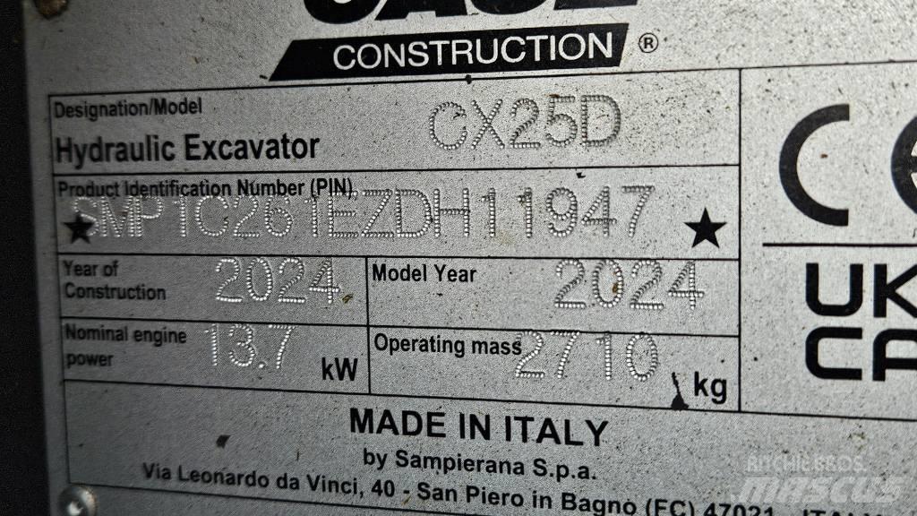 CASE CX25D Mini rýpadlá < 7t