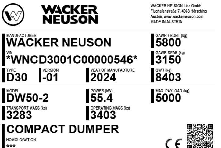 Wacker Neuson DW50-2 Stavebné sklápače