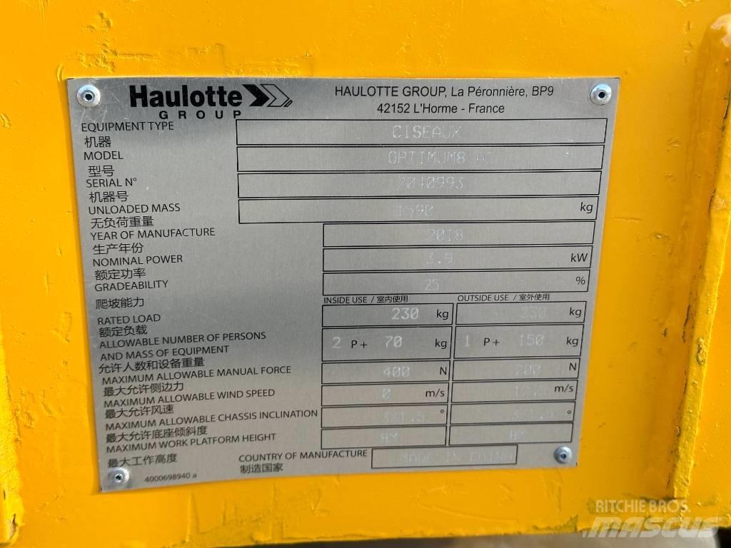 Haulotte OPTIMUM 8 Nožnicové zdvíhacie plošiny