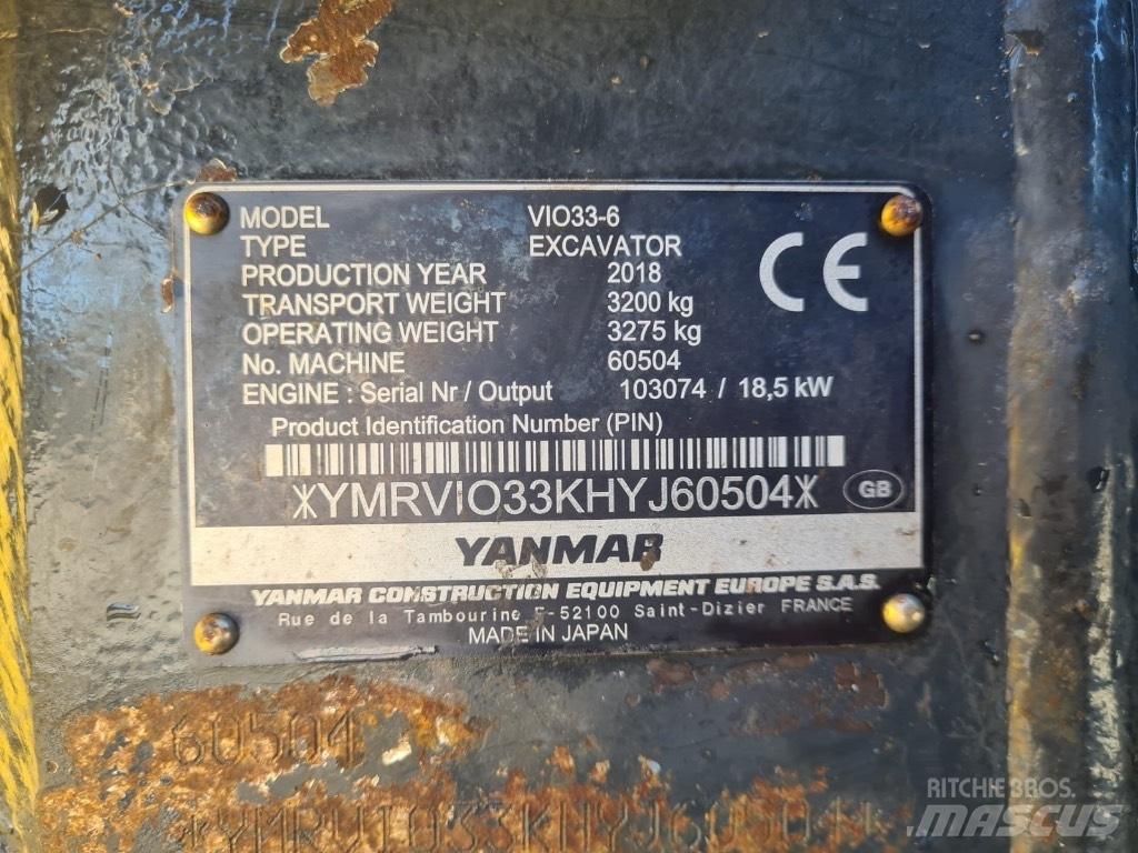 Yanmar VIO33-6 Mini rýpadlá < 7t