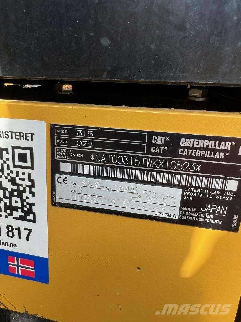 CAT 315 Pásové rýpadlá