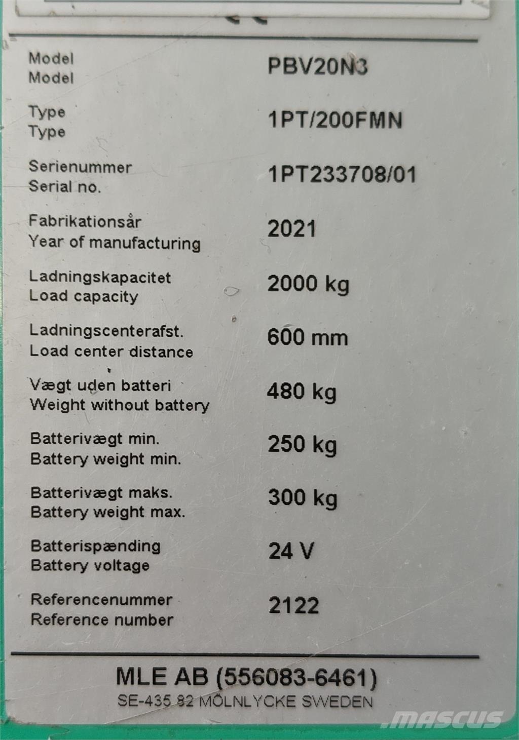 Mitsubishi PBV20N3 Vozíky s plošinou pre náklad