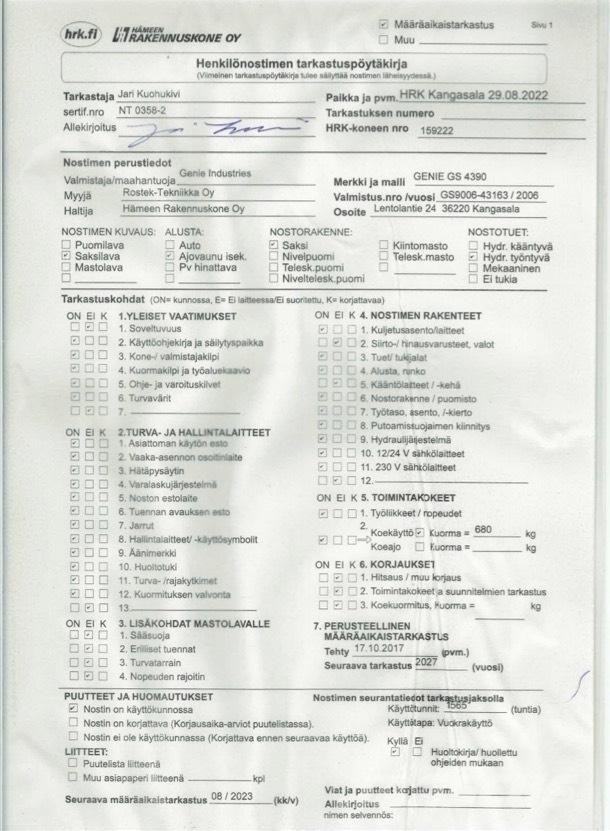 Genie GS 4390 Nožnicové zdvíhacie plošiny