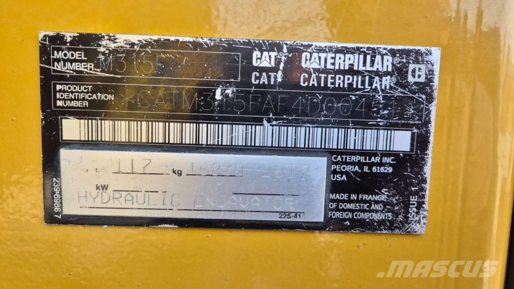 CAT M 315 F Kolesové rýpadlá