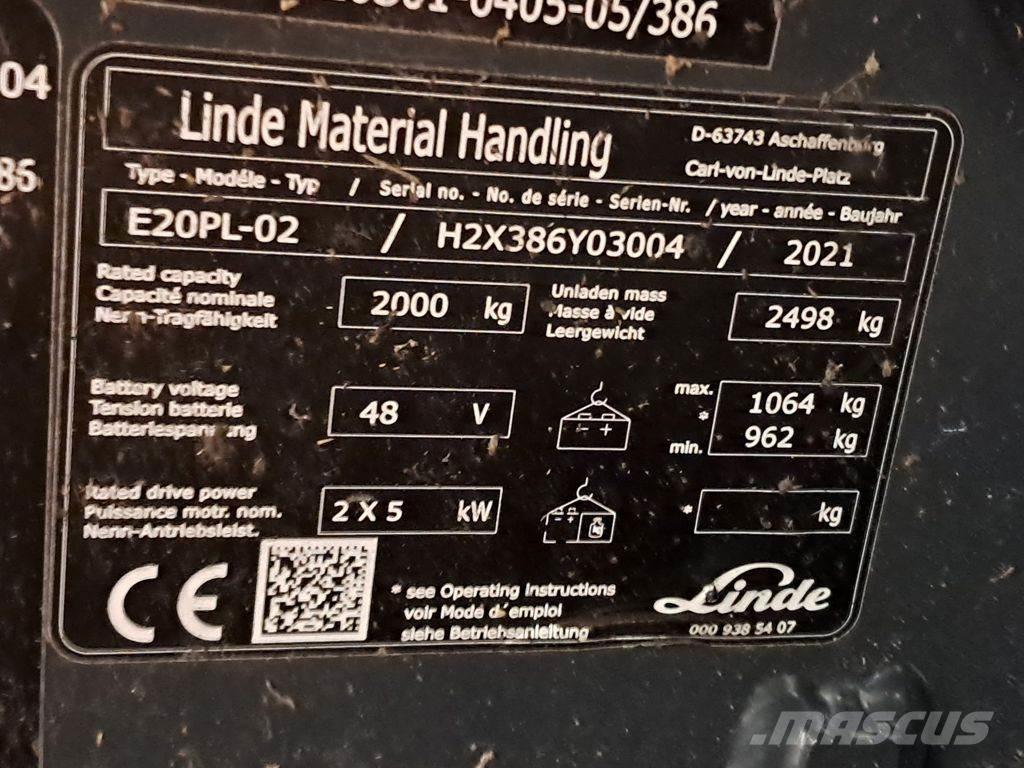 Linde E20PL-02 Akumulátorové vozíky
