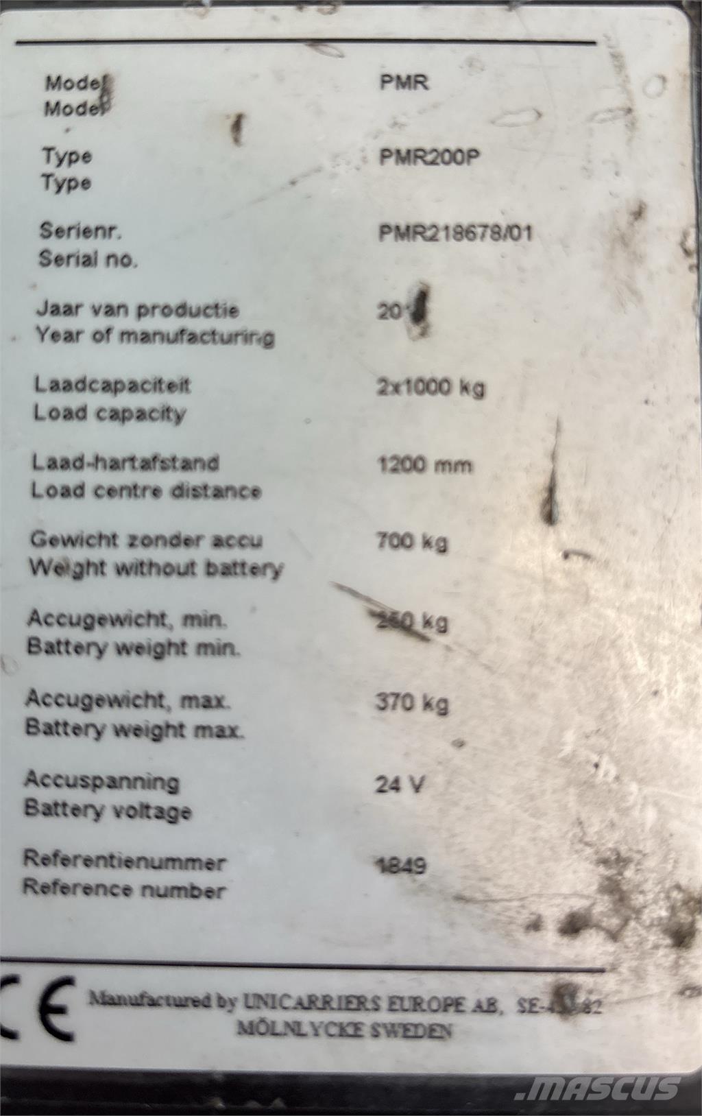 UniCarriers PMR200 Vozíky s plošinou pre náklad