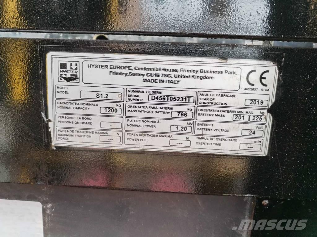 Hyster S 1.2 Ručne vedené vysokozdvižné vozíky
