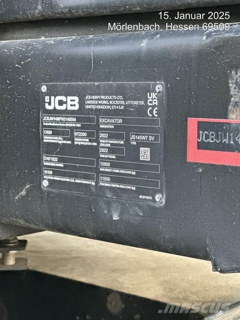 JCB JS145W PLUS Kolesové rýpadlá