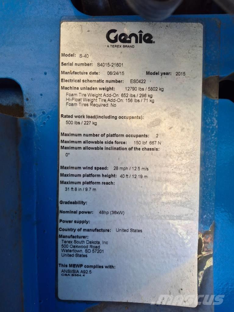 Genie S 40 Teleskopické plošiny