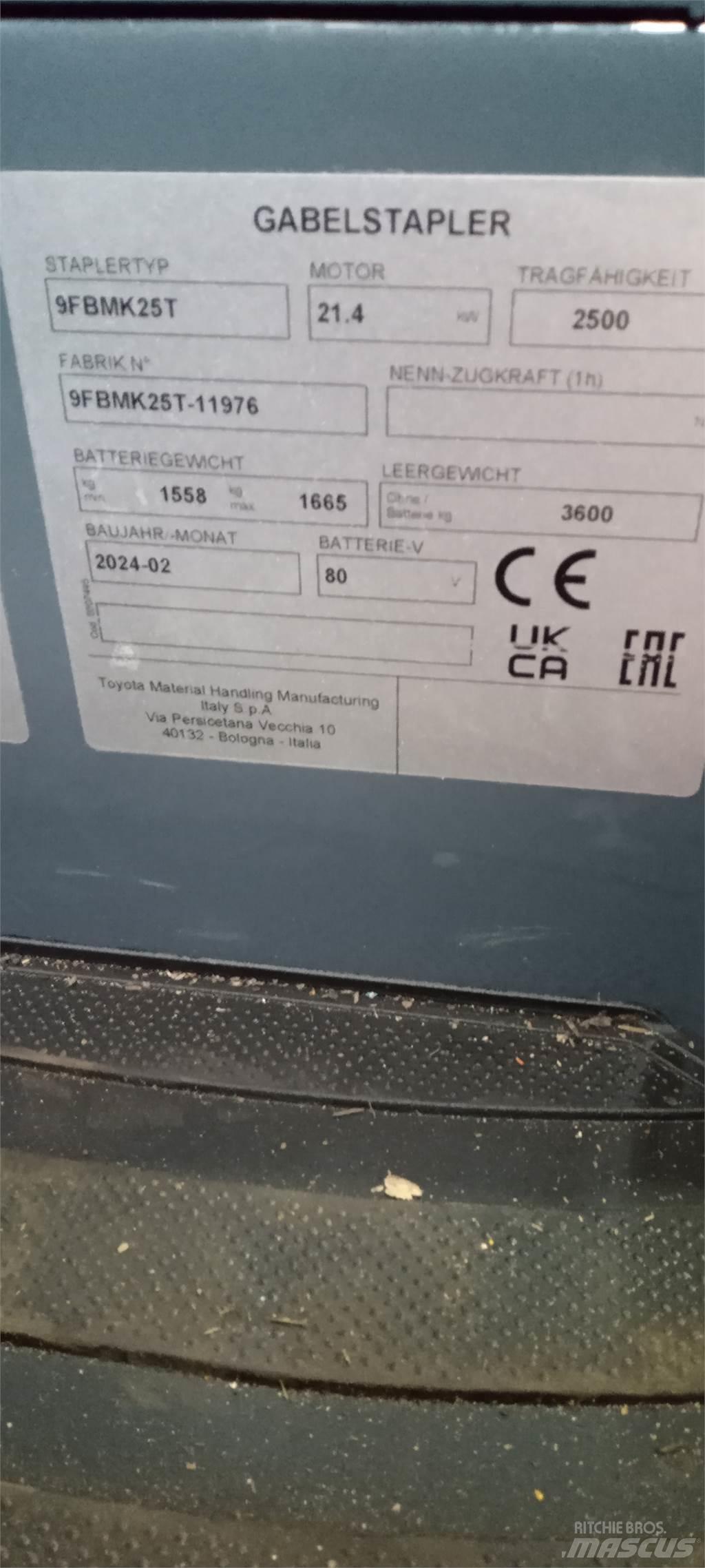 Toyota 9FBMK25T Akumulátorové vozíky