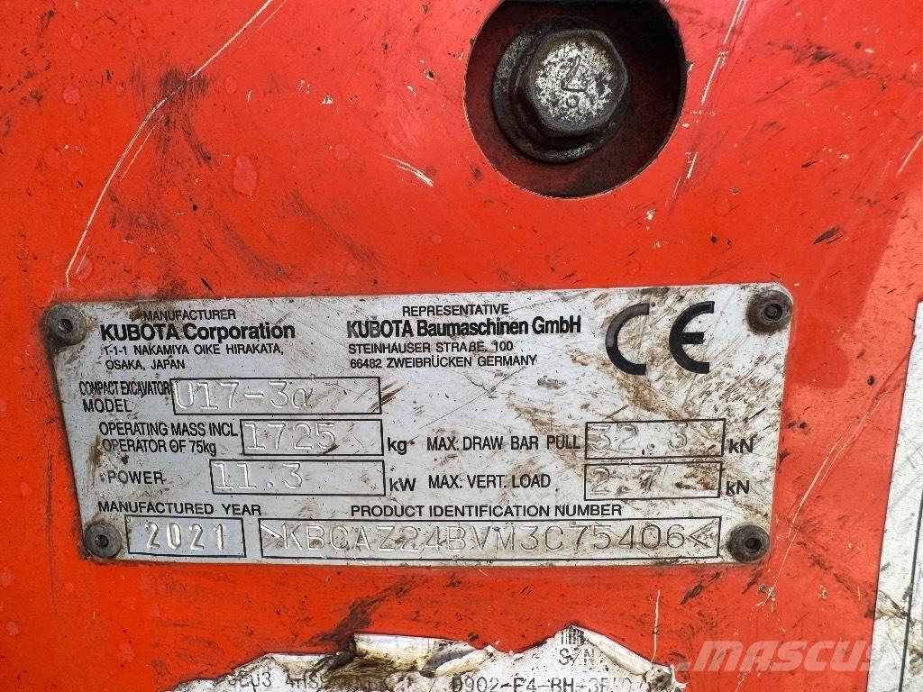 Kubota U 17-3 Mini rýpadlá < 7t
