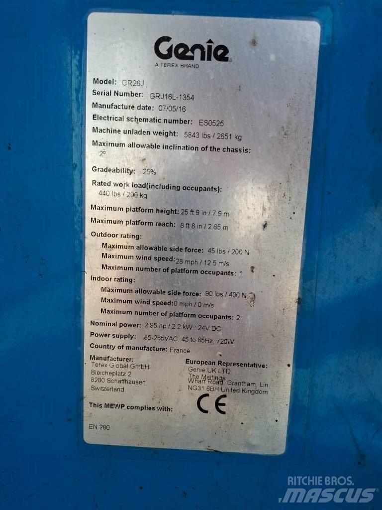 Genie GR 26 J Vertikálne stĺpové výťahy