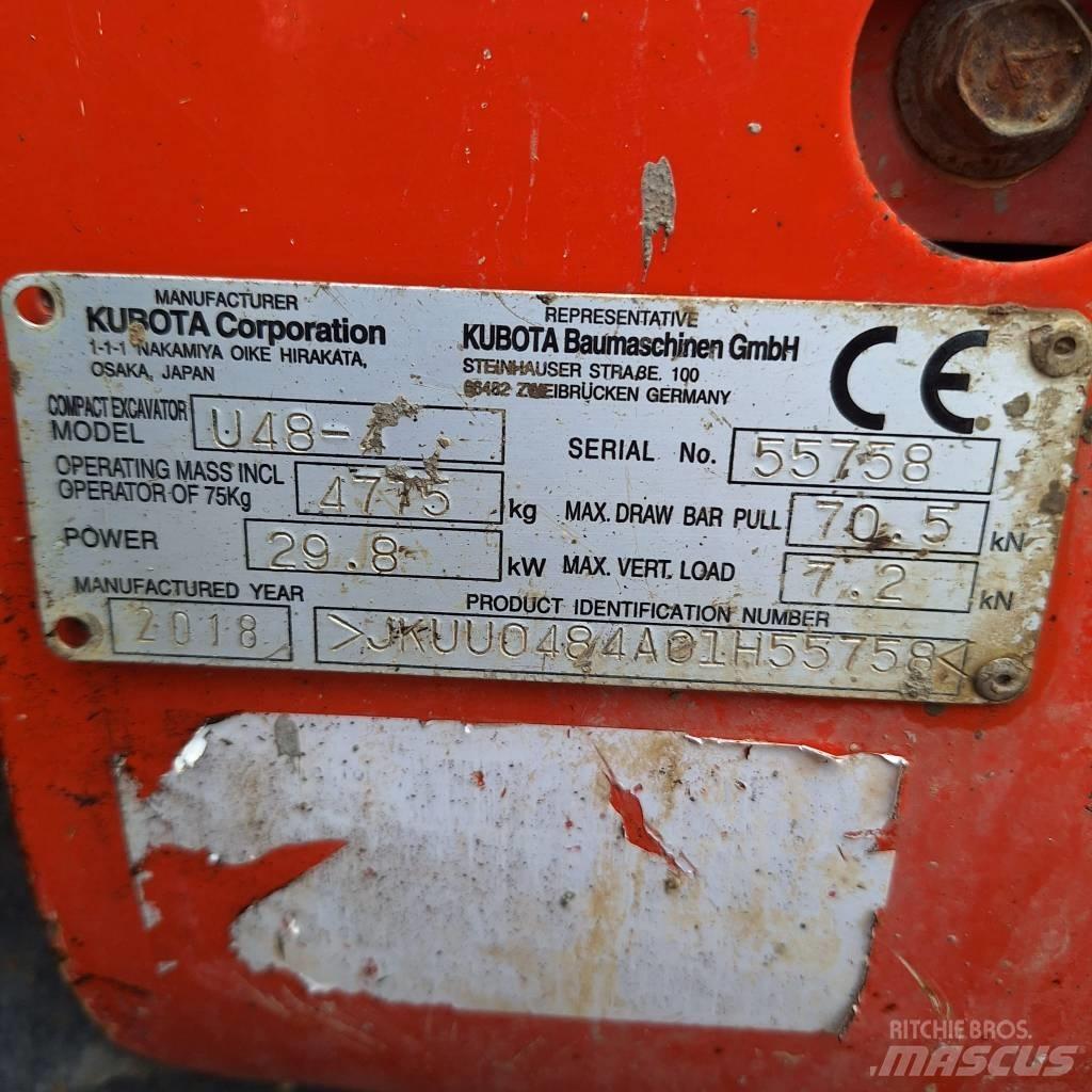 Kubota U 48-4 Mini rýpadlá < 7t