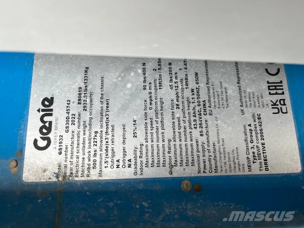 Genie GS 1932E-Drive Nožnicové zdvíhacie plošiny