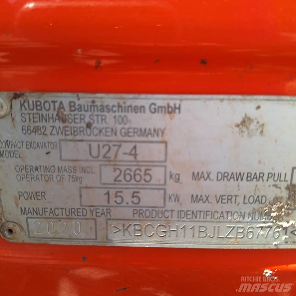Kubota U 27-4 Mini rýpadlá < 7t