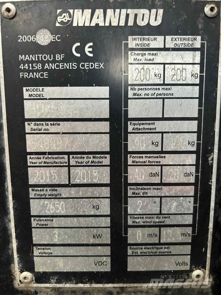Manitou 100 VJR Vertikálne stĺpové výťahy