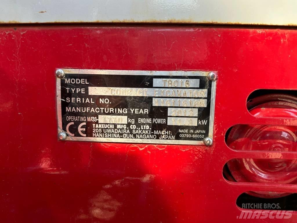 Takeuchi TB 016 Mini rýpadlá < 7t