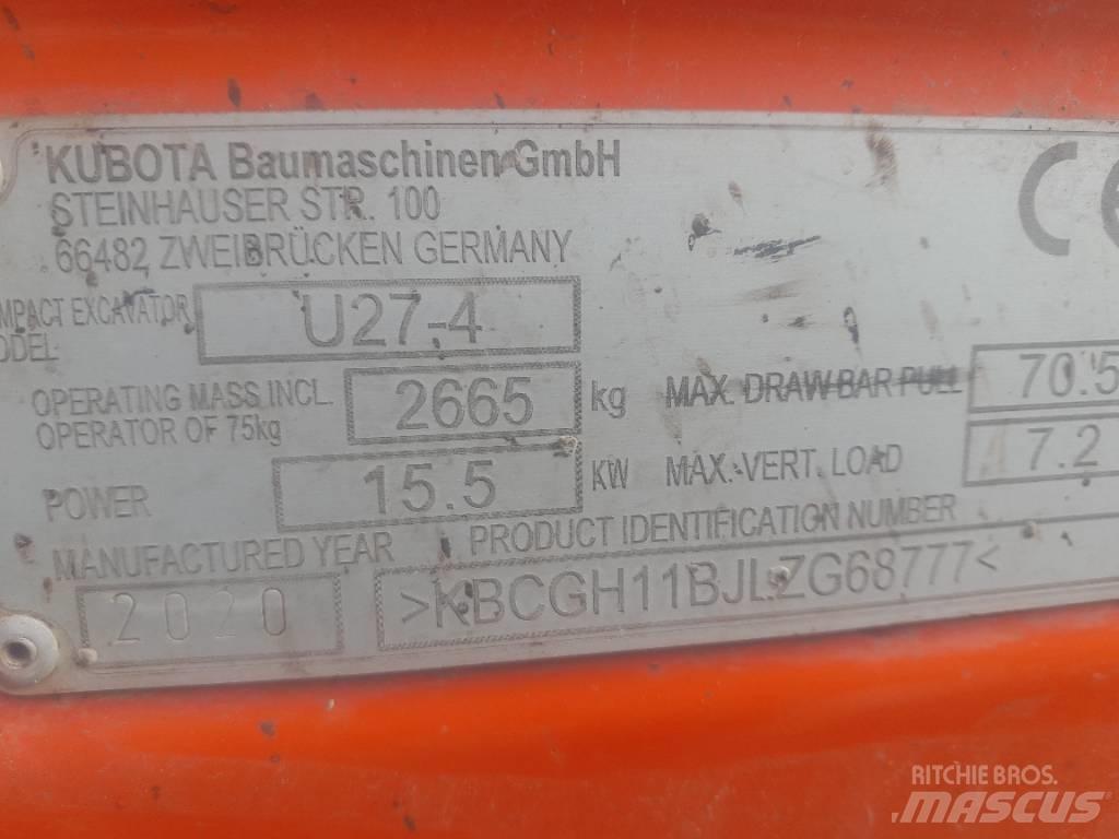 Kubota U 27-4 Mini rýpadlá < 7t