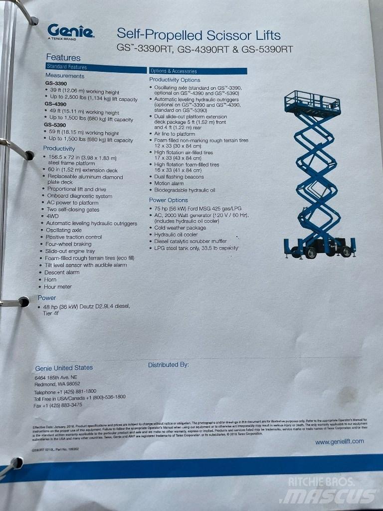 Genie GS 5390 RT Nožnicové zdvíhacie plošiny