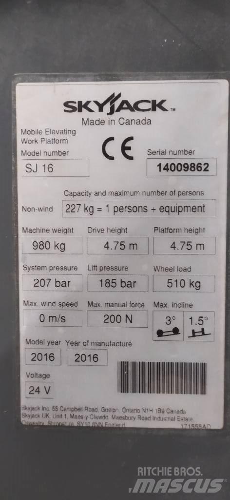 SkyJack SJ 16 Vertikálne stĺpové výťahy
