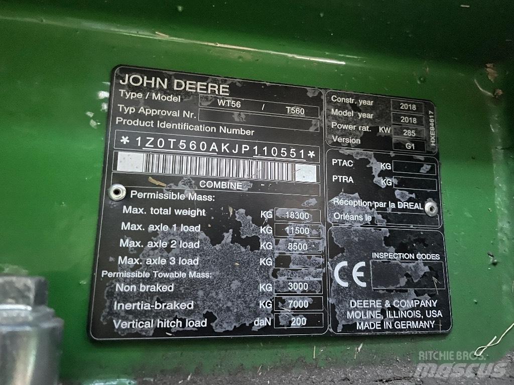 John Deere T 560 i Kombinované zberacie stroje