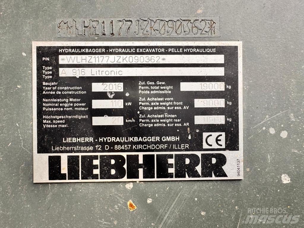 Liebherr A 916 Kolesové rýpadlá