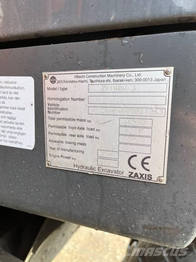 Hitachi ZX140W-3 Kolesové rýpadlá