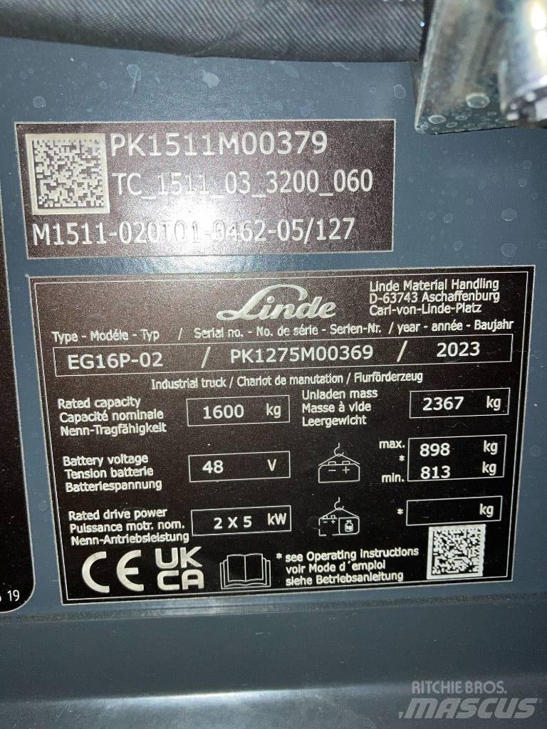 Linde EG16P/1275-02 Akumulátorové vozíky