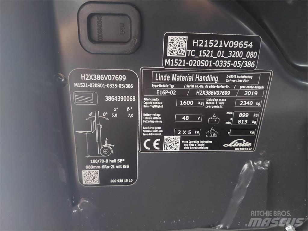 Linde E16P 02 Akumulátorové vozíky