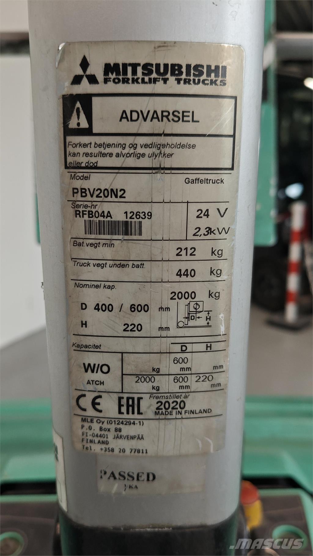 Mitsubishi PBV20N2 Vozíky s plošinou pre náklad