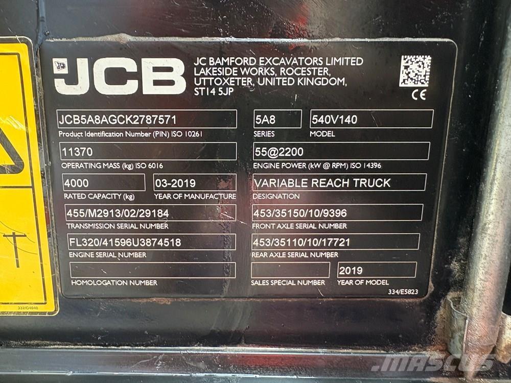 JCB 540-140 Teleskopické manipulátory