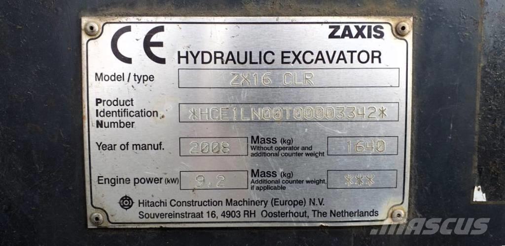 Hitachi ZX 16 CLR Mini rýpadlá < 7t