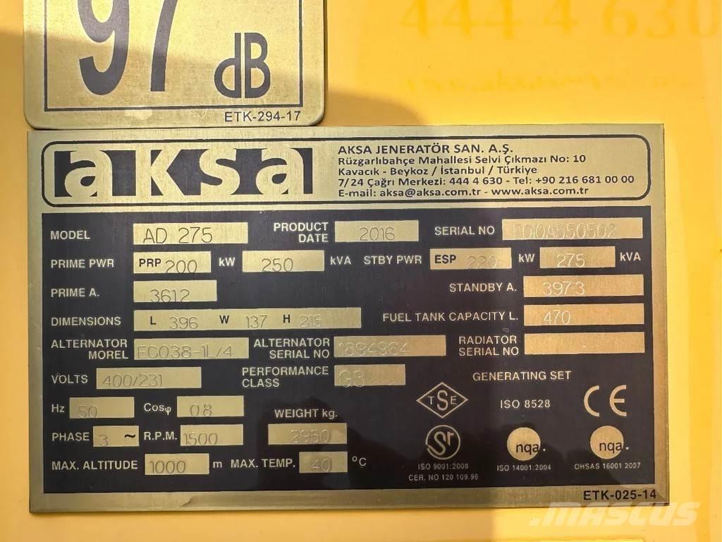 Doosan Aksa AD275 Ostatné generátory