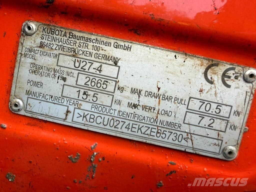 Kubota U 27-4 Mini rýpadlá < 7t