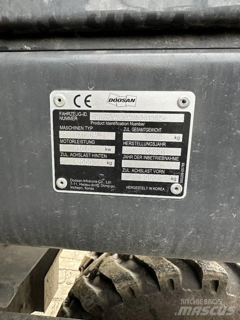 Doosan DX 190 W-7 Kolesové rýpadlá