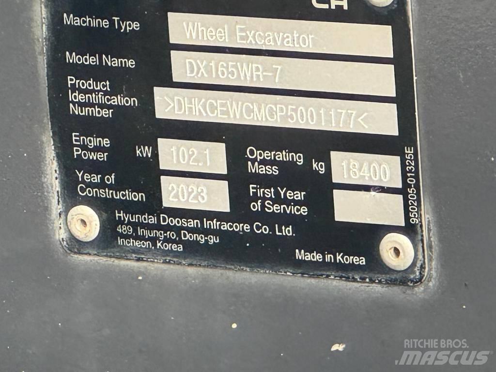 Doosan DX165WR-7 Kolesové rýpadlá