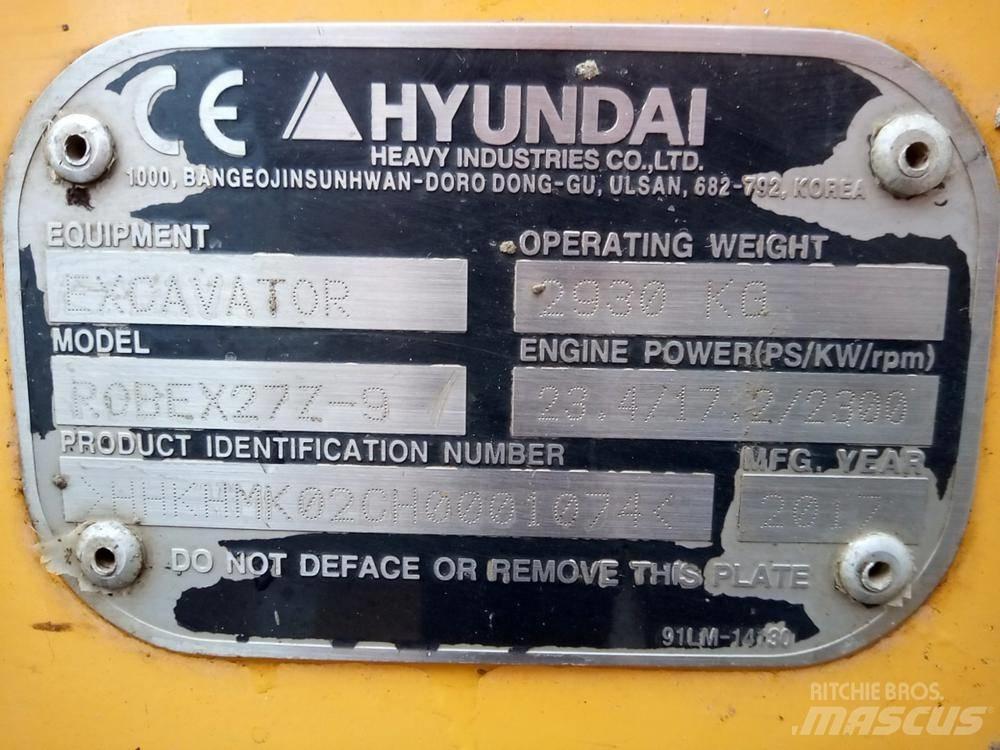 Hyundai Robex 27Z-9 Mini rýpadlá < 7t