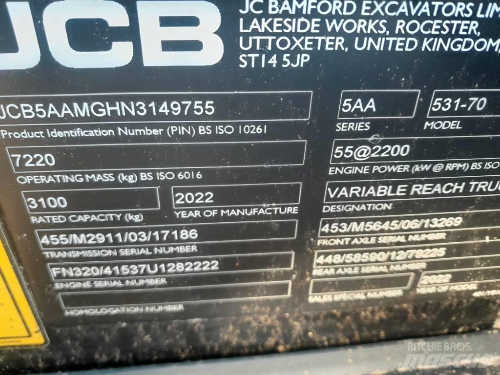 JCB 531-70 Teleskopické nakladače pre poľnohospodárstvo