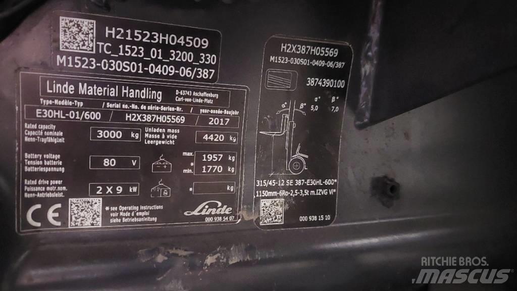 Linde E 30HL-01/600 Akumulátorové vozíky