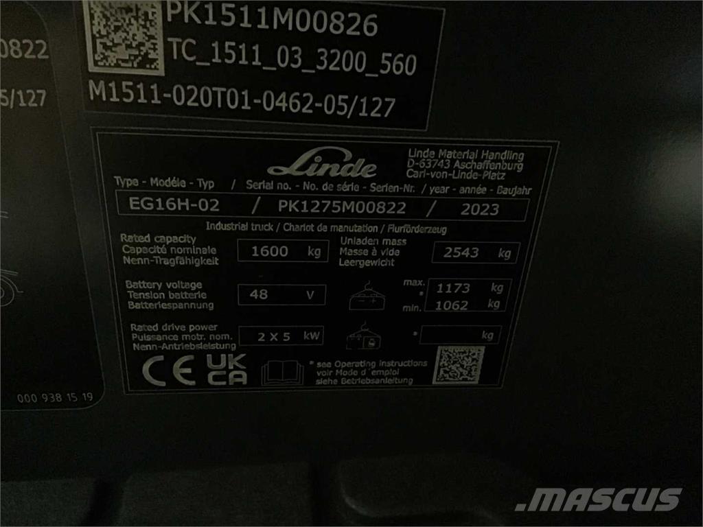 Linde EG16H Akumulátorové vozíky