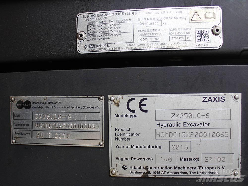 Hitachi ZX 250 LC-6 Pásové rýpadlá