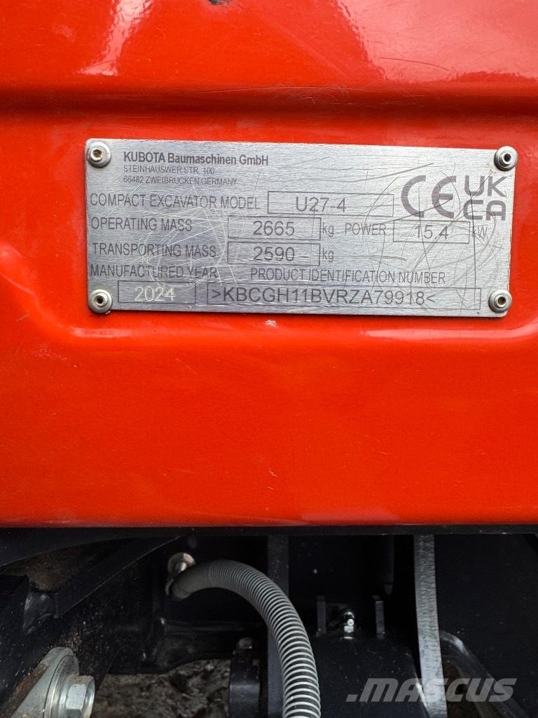 Kubota U 27-4 Mini rýpadlá < 7t
