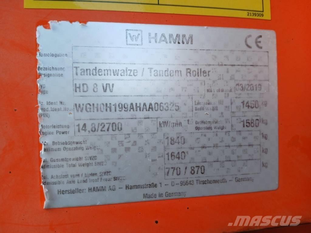 Hamm HD8 VV, Vält Tandemové valce