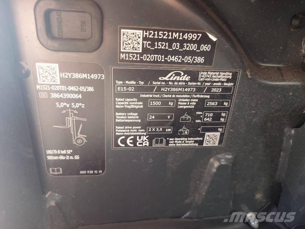 Linde E15/386-02 Akumulátorové vozíky