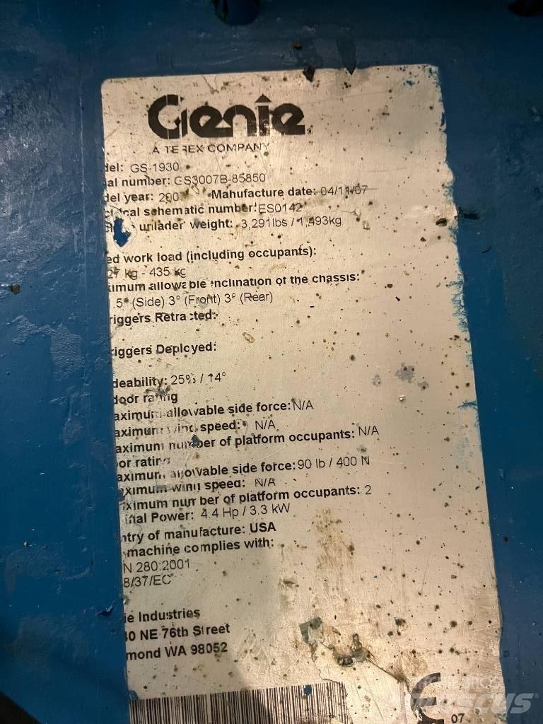 Genie GS 1930 Nožnicové zdvíhacie plošiny